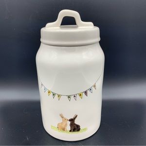 Happy Easter Banner Bunny Love Rae Dunn Canister Artisan Magenta 7.5”Tall White